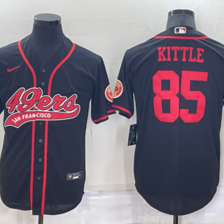 Men's San Francisco 49ers #85 George Kittle Black Cool Base Stitched Baseball Jersey