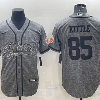 Men's San Francisco 49ers #85 George Kittle Grey With Patch Cool Base Stitched Baseball Jersey