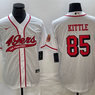Men's San Francisco 49ers #85 George Kittle New White Cool Base Stitched Baseball Jersey
