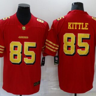 Men's San Francisco 49ers #85 George Kittle Red Gold 2021 Vapor Untouchable Stitched NFL Nike Limited Jersey