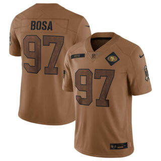 Men's San Francisco 49ers #97 Nick Bosa 2023 Brown Salute To Service Limited Stitched Football Jersey