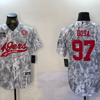 Men's San Francisco 49ers #97 Nick Bosa 2024 Arctic Camo Salute To Service Stitched Baseball Jerseys