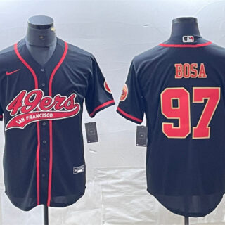 Men's San Francisco 49ers #97 Nick Bosa Black With Patch Cool Base Stitched Baseball Jersey