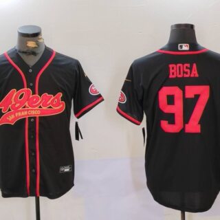 Men's San Francisco 49ers #97 Nick Bosa Black With Patch Cool Base Stitched Baseball Jerseys