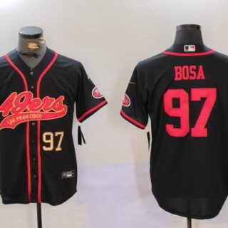 Men's San Francisco 49ers #97 Nick Bosa Black With Patch Cool Base Stitched Baseball Jerseys