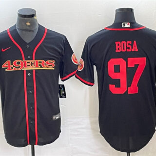 Men's San Francisco 49ers #97 Nick Bosa Black With Patch Cool Base Stitched Baseball Jersey