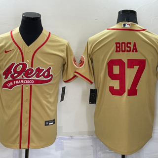 Men's San Francisco 49ers #97 Nick Bosa Gold Cool Base Stitched Baseball Jersey