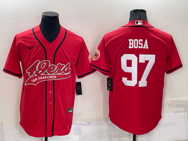 Men's San Francisco 49ers #97 Nick Bosa Red Cool Base Stitched Baseball Jersey
