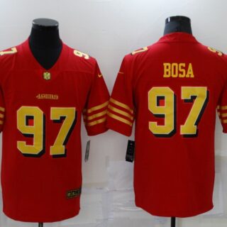 Men's San Francisco 49ers #97 Nick Bosa Red Gold 2021 Vapor Untouchable Stitched NFL Nike Limited Jersey