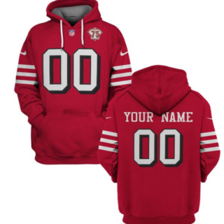 Men's San Francisco 49ers Active Custom 2021 Red 75th Anniversary Pullover Hoodie