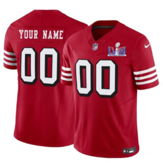 Men's San Francisco 49ers Active Player Custom New Red F.U.S.E. Super Bowl LVIII Patch Vapor Untouchable Limited Stitched Football Jersey
