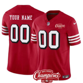 Men's San Francisco 49ers Active Player Custom Red 2023 F.U.S.E. NFC West Champions Patch Alternate Stitched Football Jersey