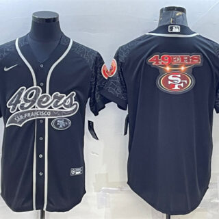 Men's San Francisco 49ers Black Reflective Team Big Logo With Patch Cool Base Stitched Baseball Jersey