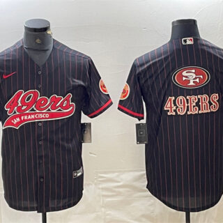 Men's San Francisco 49ers Black Team Big Logo With Patch Cool Base Stitched Baseball Jerseys