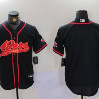 Men's San Francisco 49ers Black With Patch Cool Base Stitched Baseball Jersey