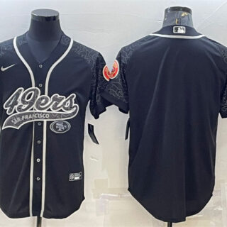 Men's San Francisco 49ers Blank Black Reflective With Patch Cool Base Stitched Baseball Jersey
