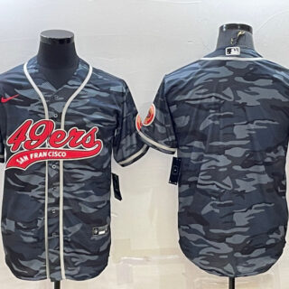 Men's San Francisco 49ers Blank Grey Camo With Patch Cool Base Stitched Baseball Jersey