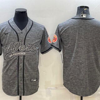 Men's San Francisco 49ers Blank Grey With Patch Cool Base Stitched Baseball Jersey