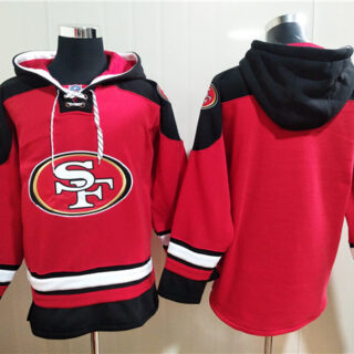 Men's San Francisco 49ers Blank Red All Stitched Sweatshirt Hoodie