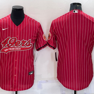 Men's San Francisco 49ers Blank Red With Patch Cool Base Stitched Baseball Jersey