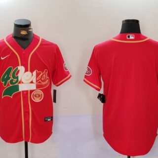 Men's San Francisco 49ers Red With Patch Cool Base Stitched Baseball Jerseys