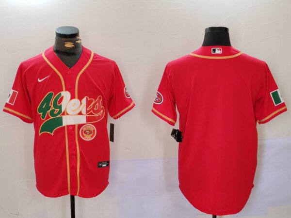 Men's San Francisco 49ers Red With Patch Cool Base Stitched Baseball Jerseys