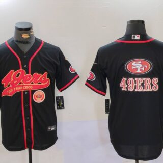 Men's San Francisco 49ers Team Big Logo Black With Patch Cool Base Stitched Baseball Jerseys