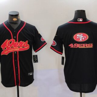 Men's San Francisco 49ers Team Big Logo Black With Patch Cool Base Stitched Baseball Jerseys