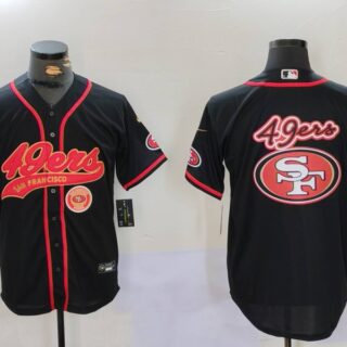 Men's San Francisco 49ers Team Big Logo Black With Patch Cool Base Stitched Baseball Jerseys