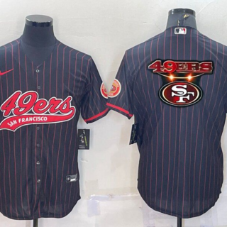 Men's San Francisco 49ers Team Big Logo Black With Patch Cool Base Stitched Baseball Jersey