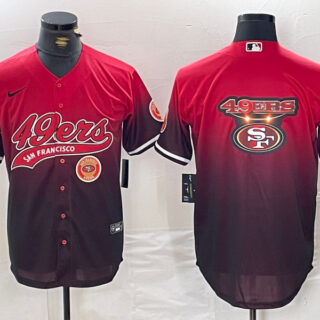 Men's San Francisco 49ers Team Big Logo Red Black With Patch Cool Base Stitched Baseball Jerseys
