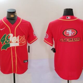 Men's San Francisco 49ers Team Big Logo Red With Patch Cool Base Stitched Baseball Jerseys
