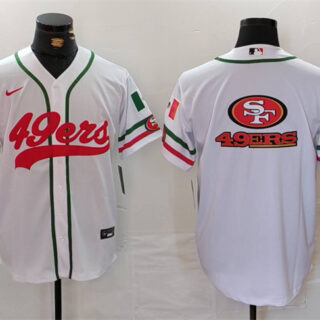Men's San Francisco 49ers Team Big Logo White With Patch Cool Base Stitched Baseball Jersey