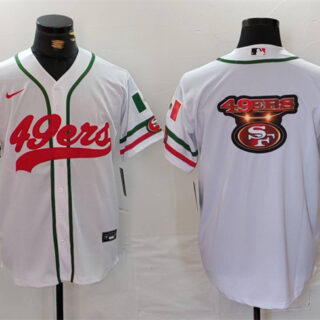 Men's San Francisco 49ers Team Big Logo White With Patch Cool Base Stitched Baseball Jersey