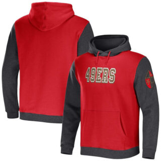Men's San Francisco 49ers X Darius Rucker Collection Scarlet Charcoal Colorblock Pullover Hoodie
