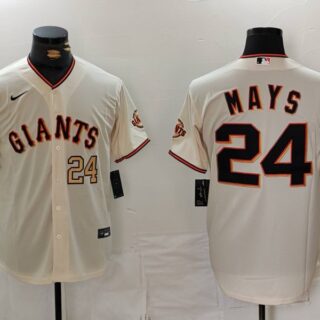 Men's San Francisco Giants #24 Willie Mays Cream Stitched Baseball Jersey