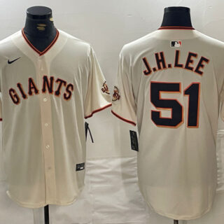 Men's San Francisco Giants #51 Jung Hoo Lee Cream 2024 Home Limited Stitched Baseball Jersey