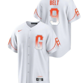 Men's San Francisco Giants #9 Brandon Belt White City Connect Cool Base Stitched Jersey