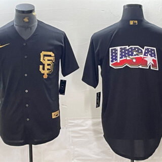 Men's San Francisco Giants Black Team Big Logo Cool Base Stitched Baseball Jersey