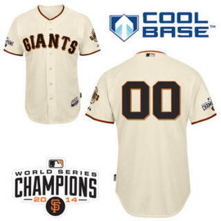 Men's San Francisco Giants Customized 2014 World Series Champion Patch Home White Jersey