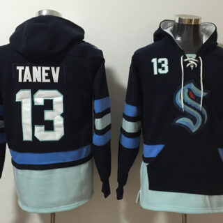 Men's Seattle Kraken #13 Brandon Tanev Navy Ageless Must-Have Lace-Up Pullover Hoodie