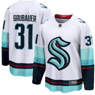 Men's Seattle Kraken #31 Paul Grubauer White Adidas Stitched NHL Jersey