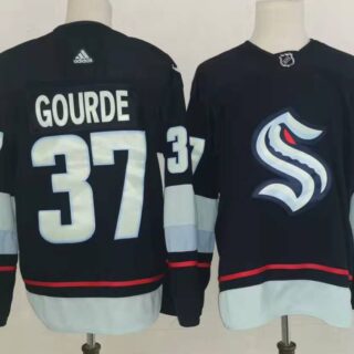 Men's Seattle Kraken #37 Yanni Gourde Navy Blue Adidas Stitched NHL Jersey