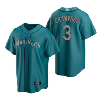Men's Seattle Mariners #3 J.P. Crawford Aqua Cool Base Stitched Jersey