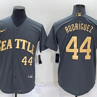 Men's Seattle Mariners #44 Julio Rodríguez 2022 All-Star Charcoal Cool Base Stitched Baseball Jersey