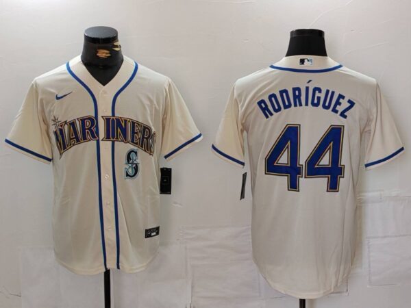 Men's Seattle Mariners #44 Julio Rodriguez Cream Cool Base Stitched Jerseys
