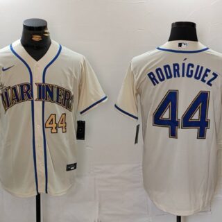 Men's Seattle Mariners #44 Julio Rodriguez Cream Cool Base Stitched Jersey