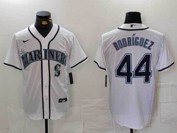 Men's Seattle Mariners #44 Julio Rodriguez White Cool Base Stitched Jerseys