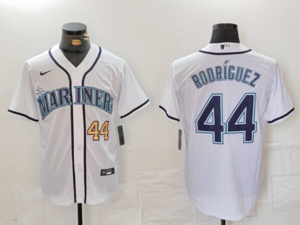Men's Seattle Mariners #44 Julio Rodriguez White Cool Base Stitched Jerseys