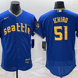Men's Seattle Mariners #51 Ichiro Suzuki Royal 2023 City Connect Flex Base Stitched Jersey